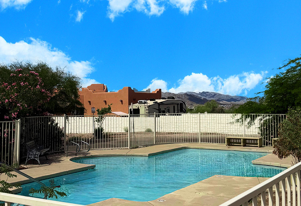 This image displays swimming pool photo of Las Casas de Quartzsite Apartments