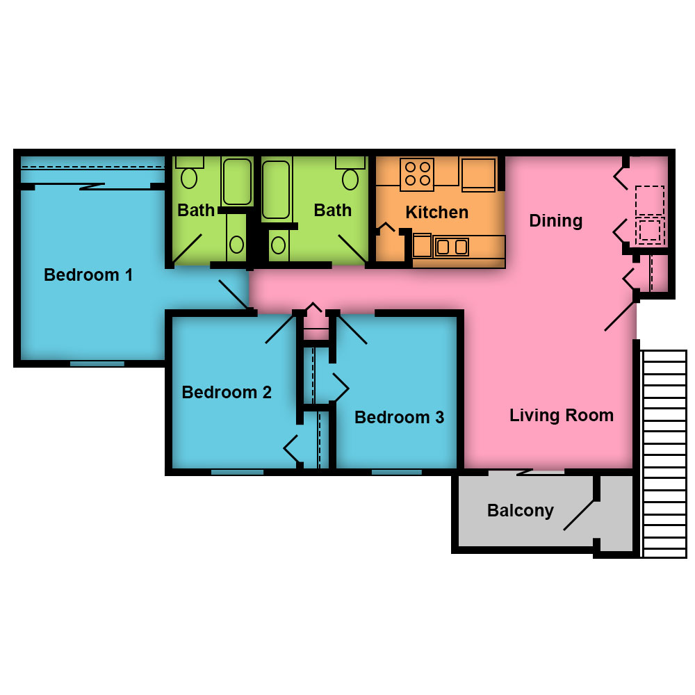 This image is the visual schematic floorplan representation of at Las Casas de Quartzsite Apartments.